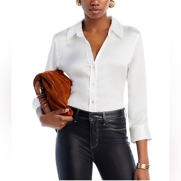 L’AGENCE  * Delisting tonight * Dani Silk Blouse. Size Small. Ivory/White. - Picture 3 of 10